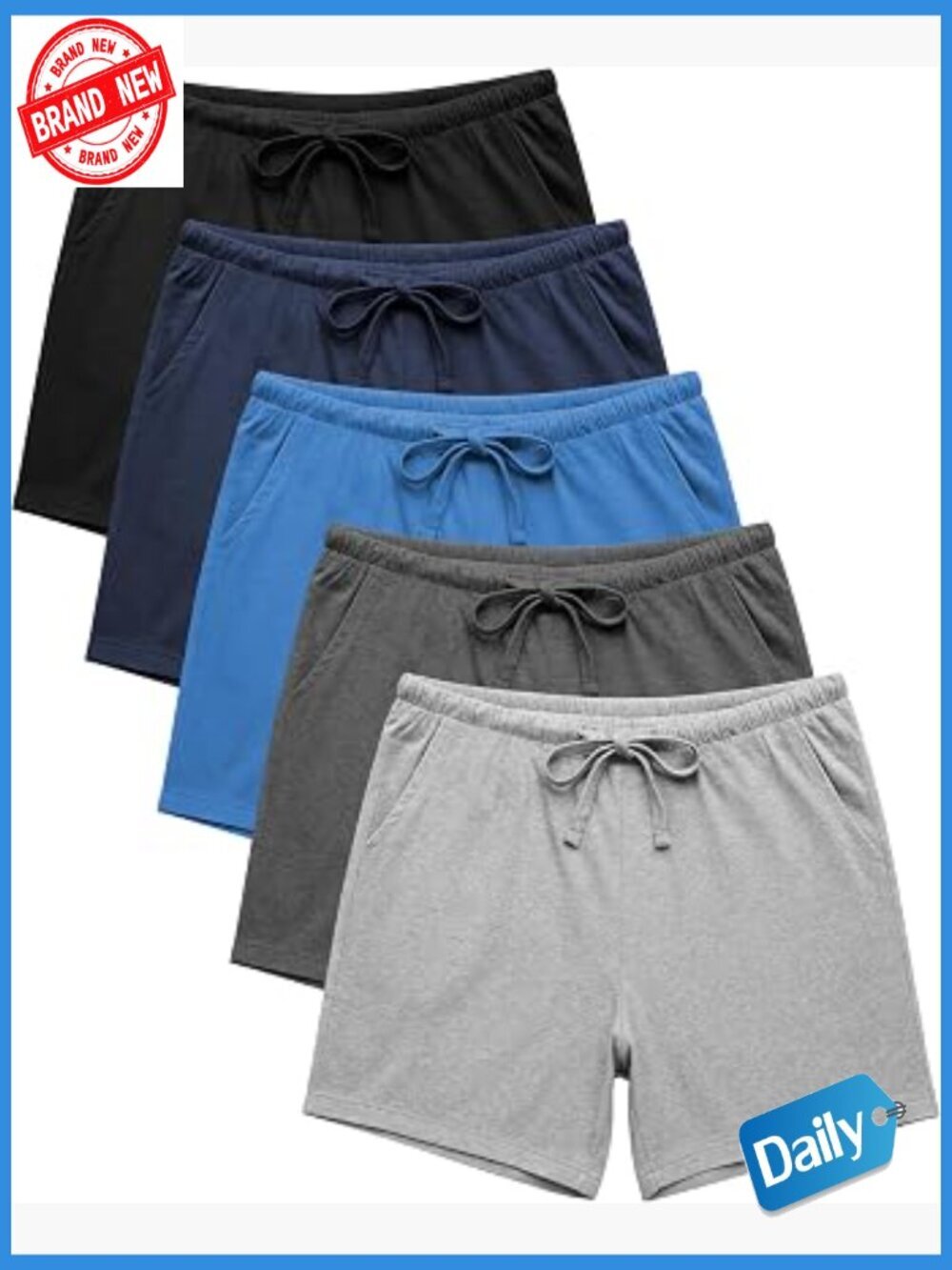 Women's Drawstring Casual Shorts Soft Cotton Stretch Multi Pack